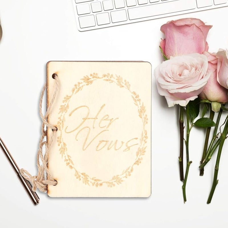 Wedding Vow Book Anniversary Keepsake Gift Wooden Twine Photo Prop 2 Packs Style 1 - Image 3